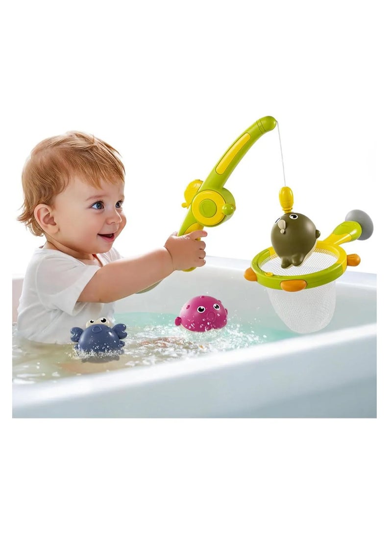 TUMAMA Magnetic Bath Fishing Toy Set for Toddlers with Rod, Net & 3 Fish, Non-toxic BPA-Free ABS, Enhance Coordination Skills