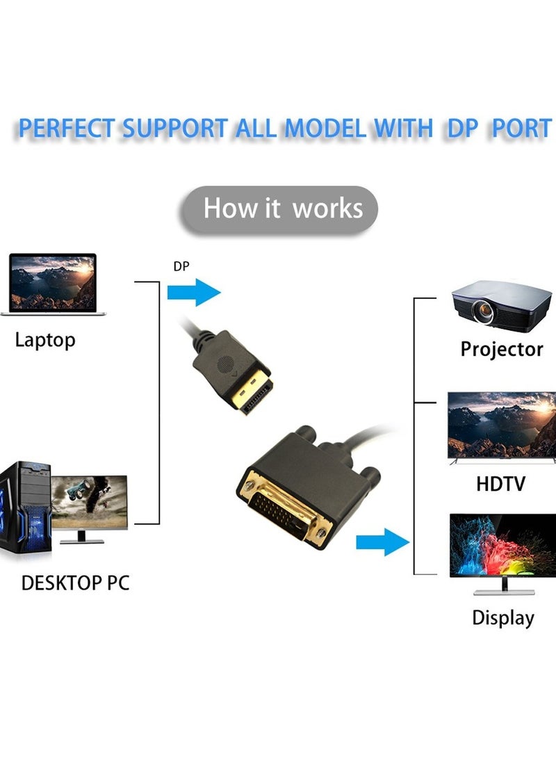 DisplayPort DP Male to DVI Male Single Link Video Cable 6ft 1.8m for DVI monitor