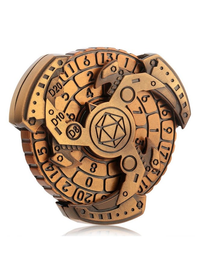 Metal Dice Roulette 7 In 1,All In 1 D&D Spinner Metal Dice With Gorgeous Gift Box For Dungeons And Dragon And Tabletop Game (Brass)