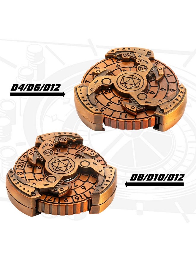 Metal Dice Roulette 7 In 1,All In 1 D&D Spinner Metal Dice With Gorgeous Gift Box For Dungeons And Dragon And Tabletop Game (Brass)