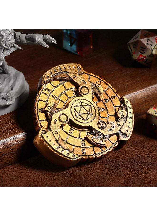 Metal Dice Roulette 7 In 1,All In 1 D&D Spinner Metal Dice With Gorgeous Gift Box For Dungeons And Dragon And Tabletop Game (Brass)