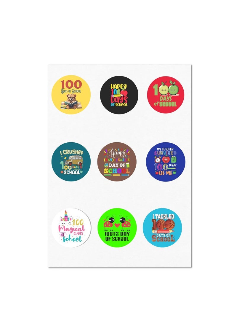 Kids 100th Day Of School Stickers-Fun And Colorful Designs For School-Kids 100 Days School Celebration Stickers Pack-Perfect For Boys,Girls,Students And Class Activities