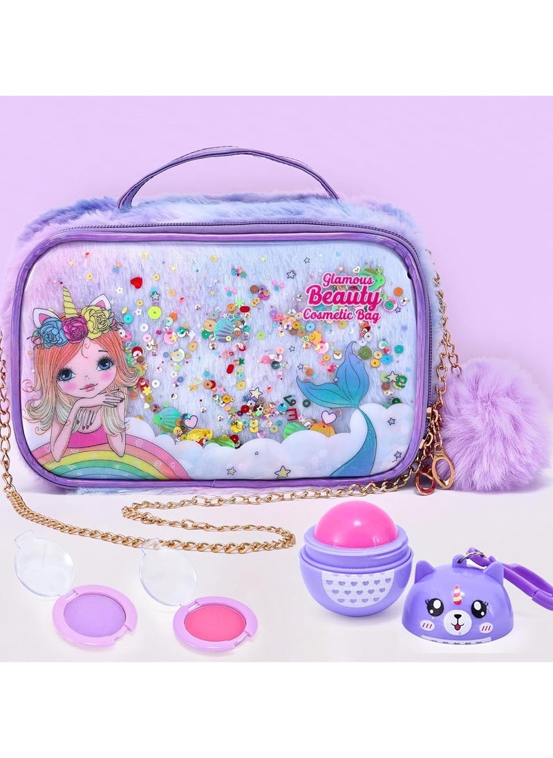 29-Piece Kids Washable Makeup Kit for Girls, Real Makeup Set Toddler Make Up Kit with Cosmetic Bag, Fun Play Make Up Set for Girls Age 3-12, Perfec Birthday Gift