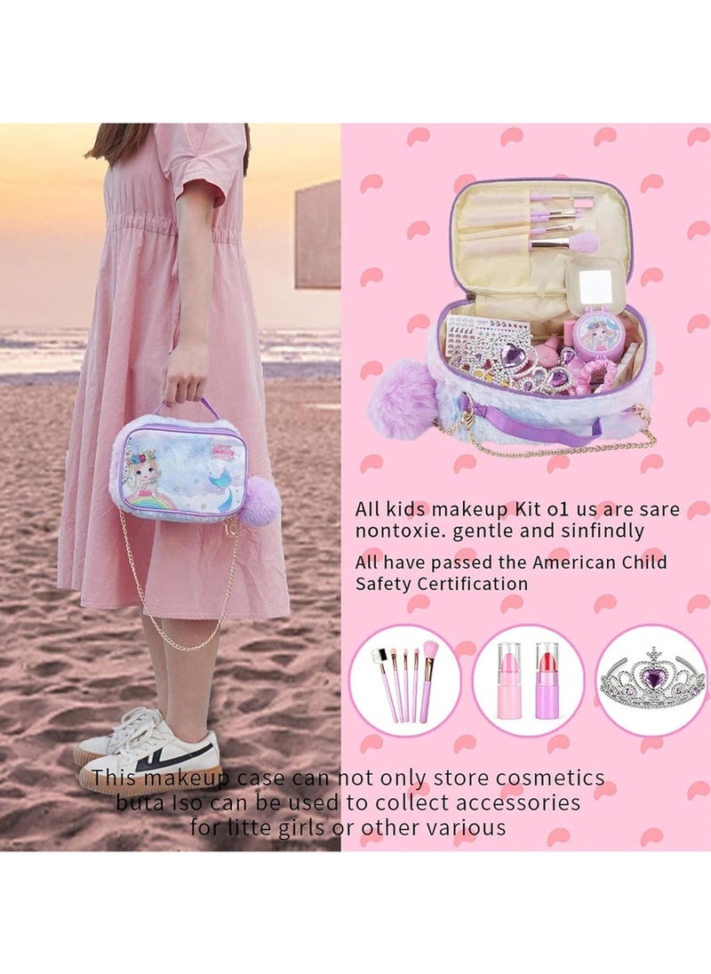 29-Piece Kids Washable Makeup Kit for Girls, Real Makeup Set Toddler Make Up Kit with Cosmetic Bag, Fun Play Make Up Set for Girls Age 3-12, Perfec Birthday Gift
