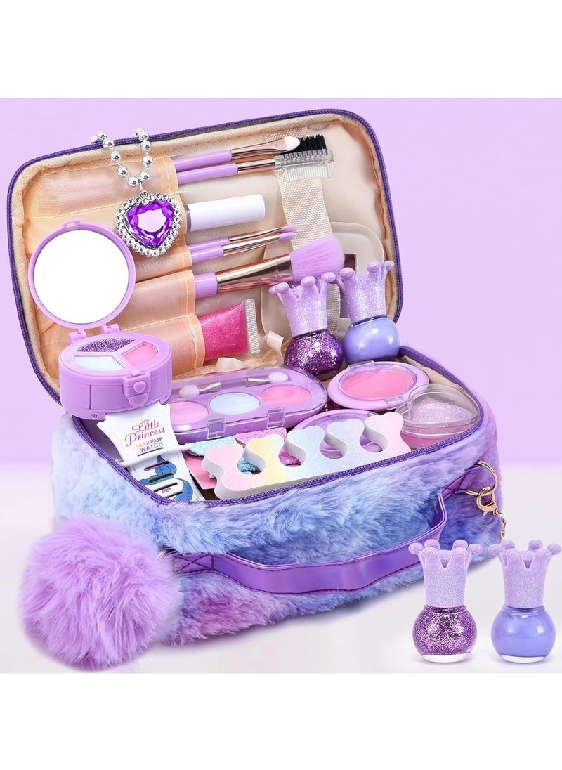 29-Piece Kids Washable Makeup Kit for Girls, Real Makeup Set Toddler Make Up Kit with Cosmetic Bag, Fun Play Make Up Set for Girls Age 3-12, Perfec Birthday Gift