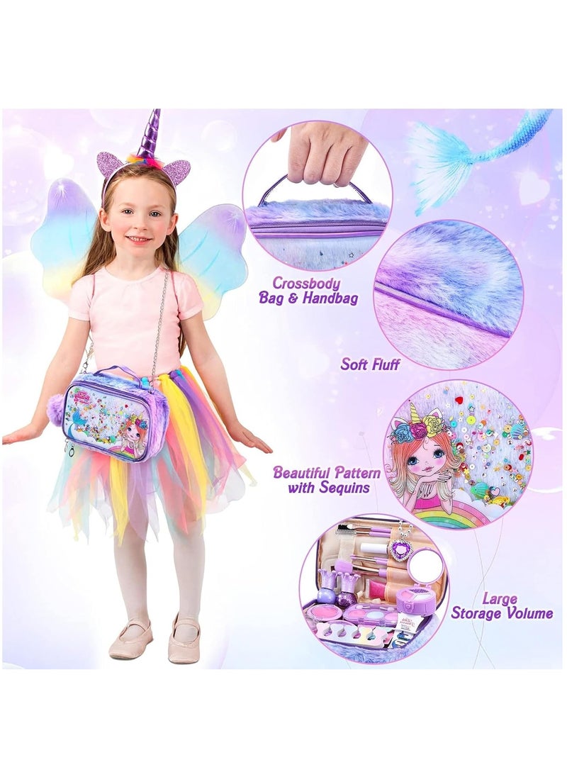 29-Piece Kids Washable Makeup Kit for Girls, Real Makeup Set Toddler Make Up Kit with Cosmetic Bag, Fun Play Make Up Set for Girls Age 3-12, Perfec Birthday Gift