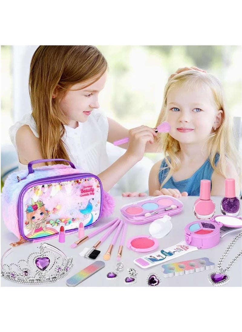 23 Pcs Makeup for Girls, Non-Toxic Simulation Makeup Kit, Toy Cosmetic Set, Gifts for Girls, Suitable for Children 3-12 Years Old