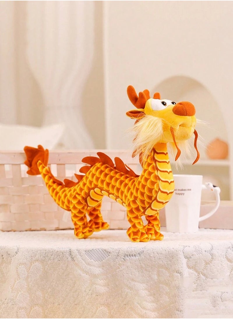 Soft Chinese Dragon Doll Orange Pet Toy Filled with PP, Suitable for Ages 14+ as Birthday Gifts, Other Holidays, Desktop and Sofa Decorations