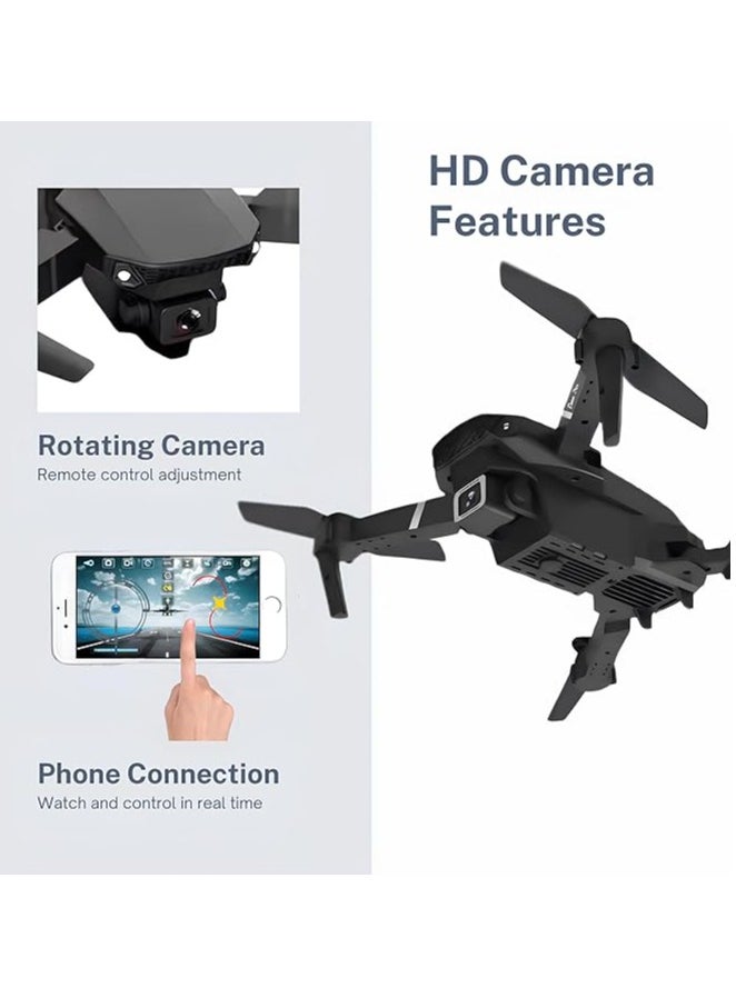 E88 Drone with HD Camera  Black Screen on Remote Control WiFi Live Photo Video Foldable for Kids and Adults