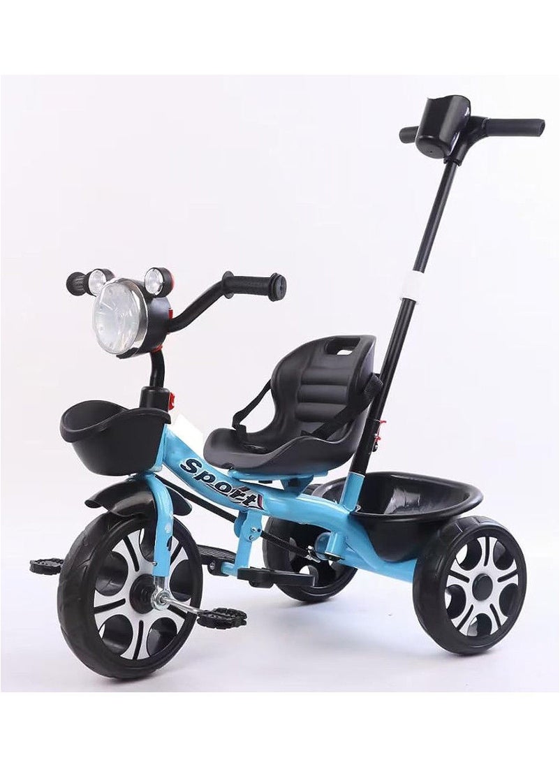 Lovely Baby Kids Tricycle with Pushing Removable Handle Bar, Smart Baby Three Wheels Tricycle, New Edition for Outdoor for Kids LB 2269 - Blue