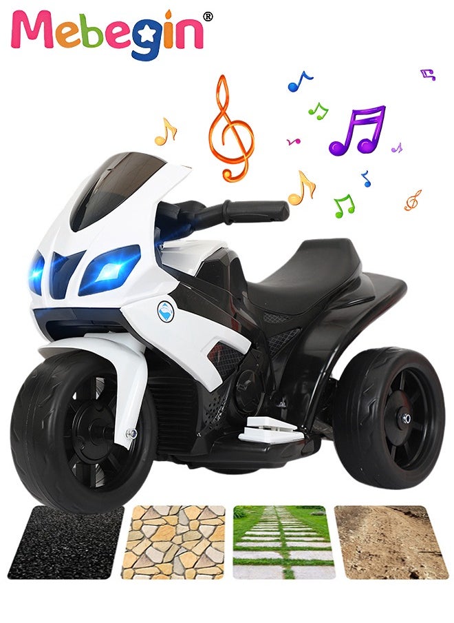 Electric Motorcycle for Kids, 3-Wheel Motorbike with High-capacity Battery and Ergonomic Seat, Safe Ride-on Toy with Light and Music, Hard to Roll Over, Fun Outdoor Toy, Suitable for Multiple Roads, Ideal Gift for Kids