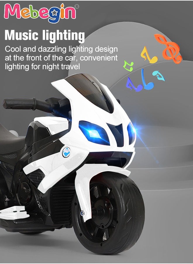 Electric Motorcycle for Kids, 3-Wheel Motorbike with High-capacity Battery and Ergonomic Seat, Safe Ride-on Toy with Light and Music, Hard to Roll Over, Fun Outdoor Toy, Suitable for Multiple Roads, Ideal Gift for Kids