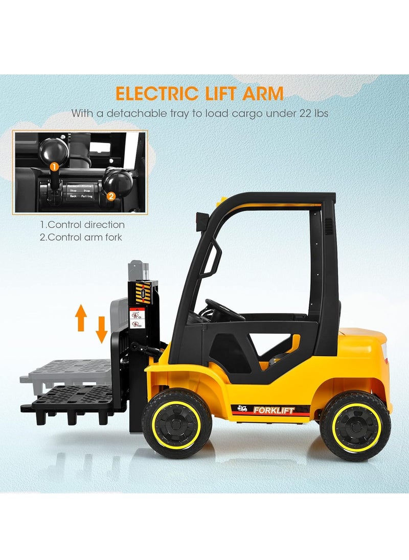 kids ride on forklift - 12V Kids Forklift Ride on Car, Licensed JCB Battery Powered Electric Ride On Construction Car with Liftable Fork, Remote Control, Seat Belt, Spring Suspension, Yellow