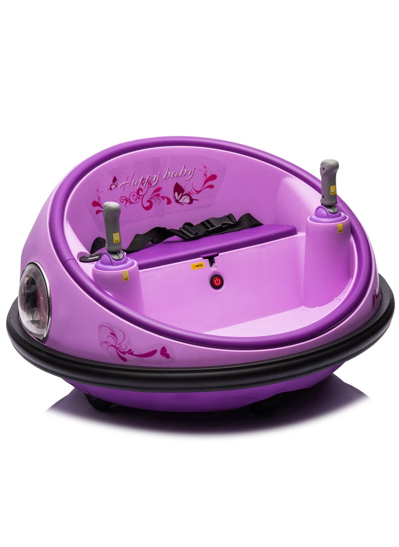 Lovely Baby Ride-On Bumper Car LB-3177, 6V Bumper Toy with Remote Control, Bluetooth, Lights & Music, 3-Speed, Fun Indoor Vehicle for Boys & Girls Age 1-5 Years - Purple