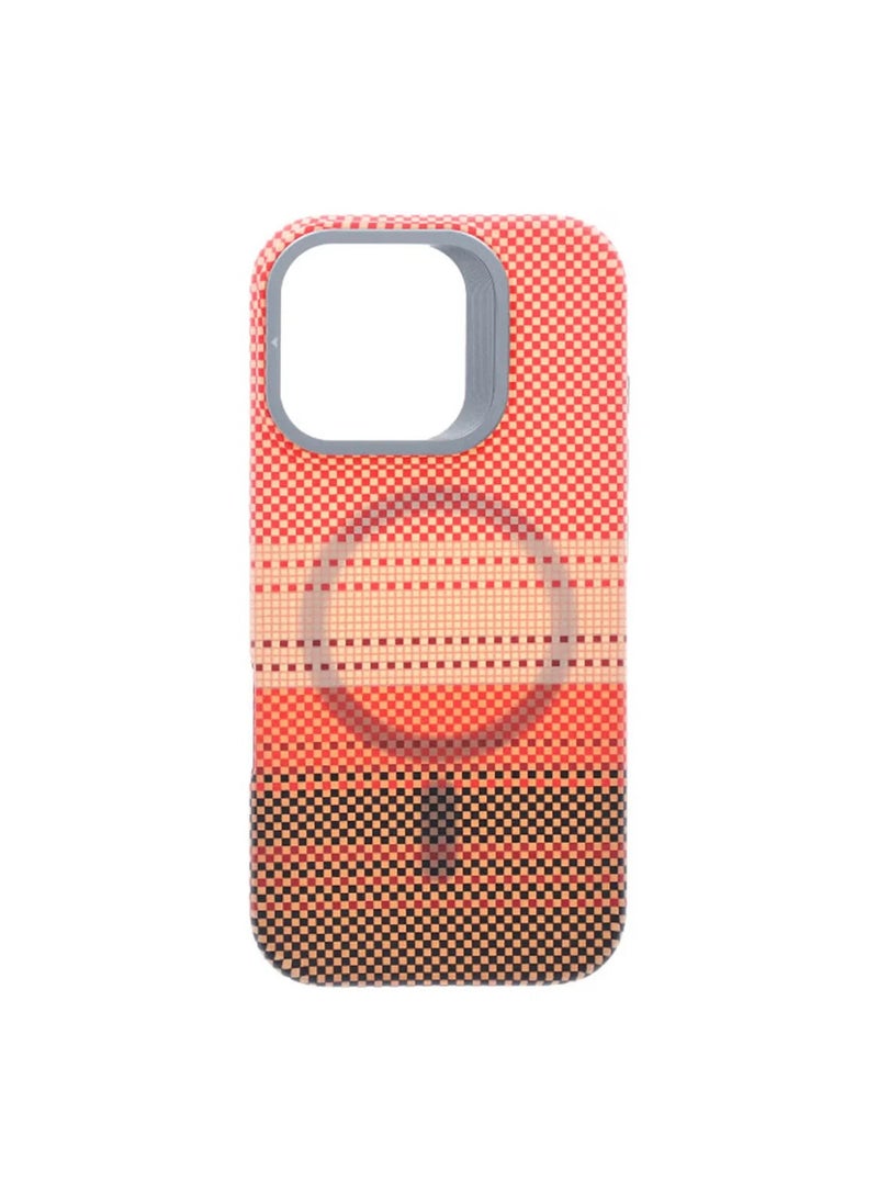 iPhone 16 Pro Case with Magsafe and Stand - Striped Orange