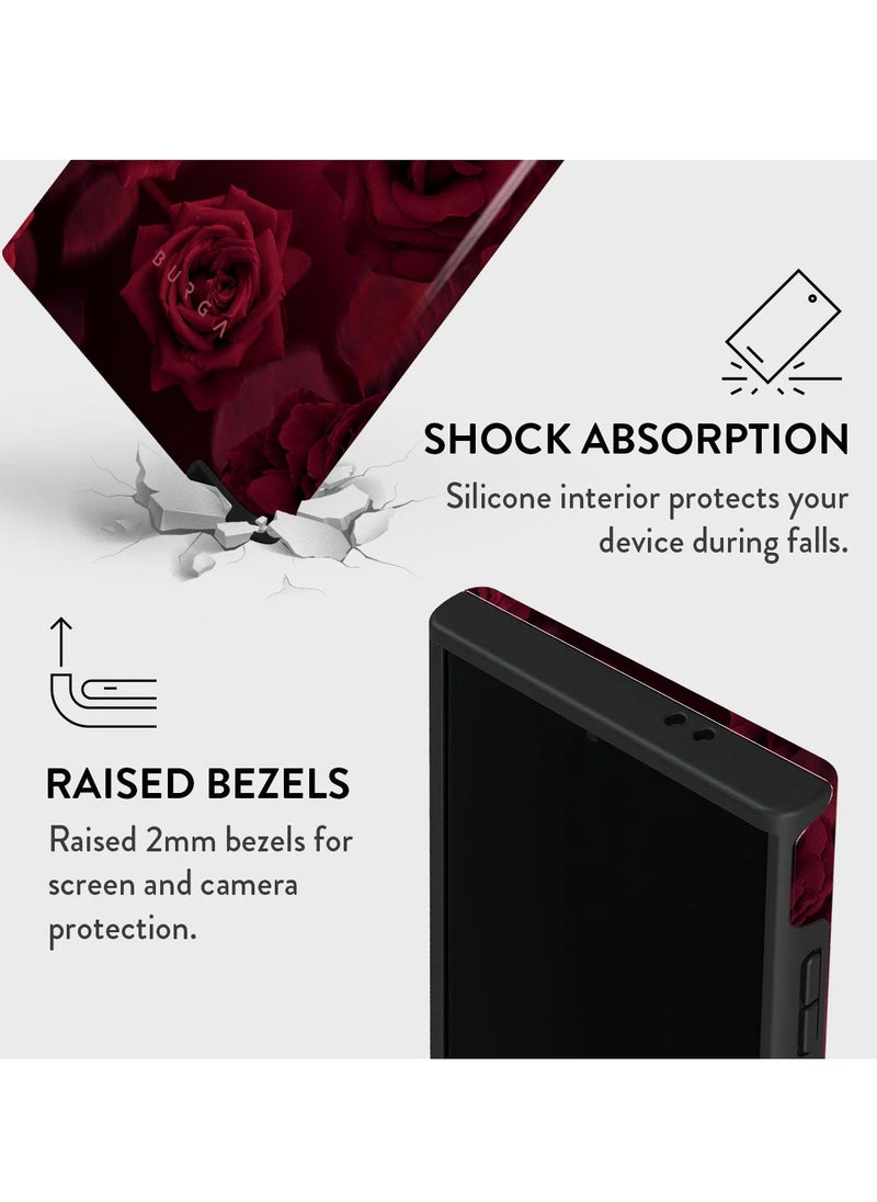 Luxury Styled Rose Samsung Galaxy S24 Ultra Case Compatible with Double Layer Silicone Protective Case Femme Fatale