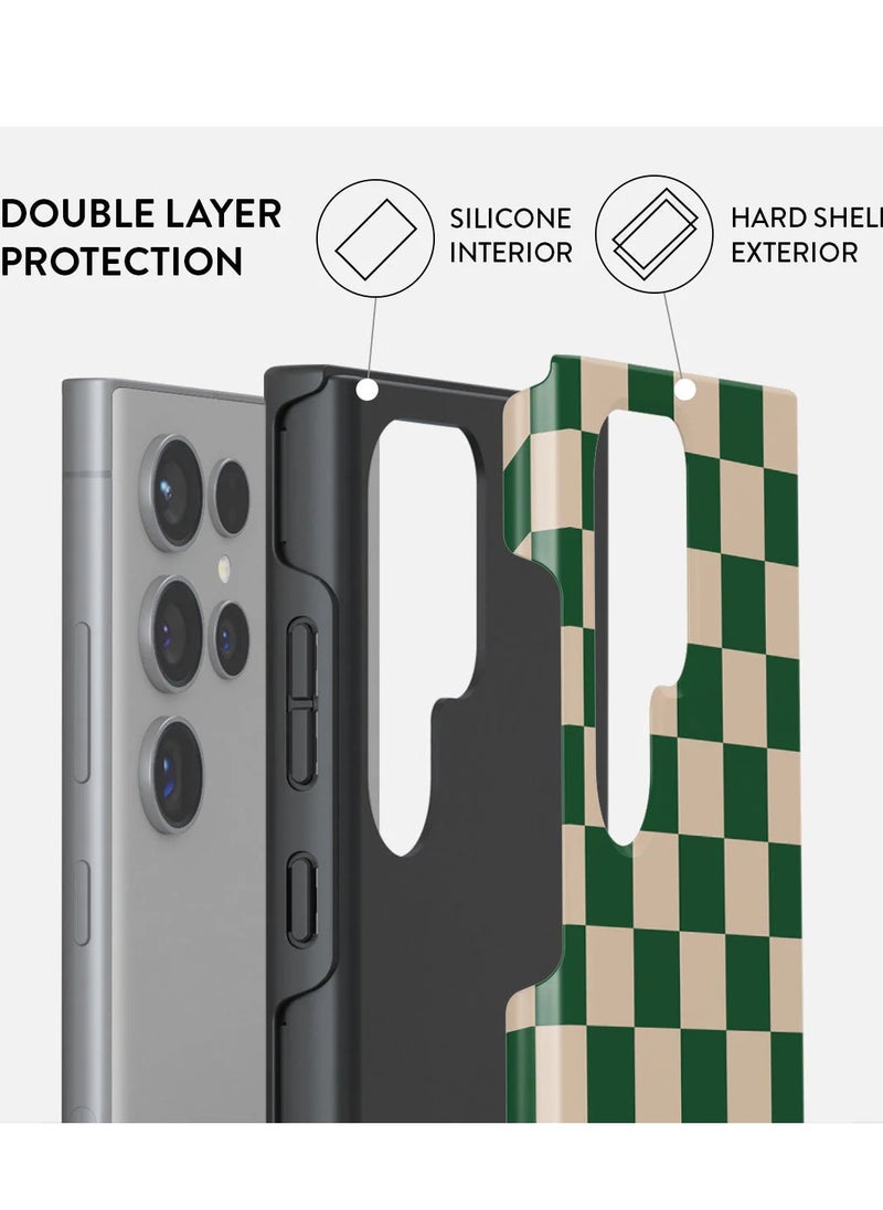 Luxury Styled Fashion Samsung Galaxy S24 Ultra Case Compatible with Double Layer Silicone Protective Case Ivy League