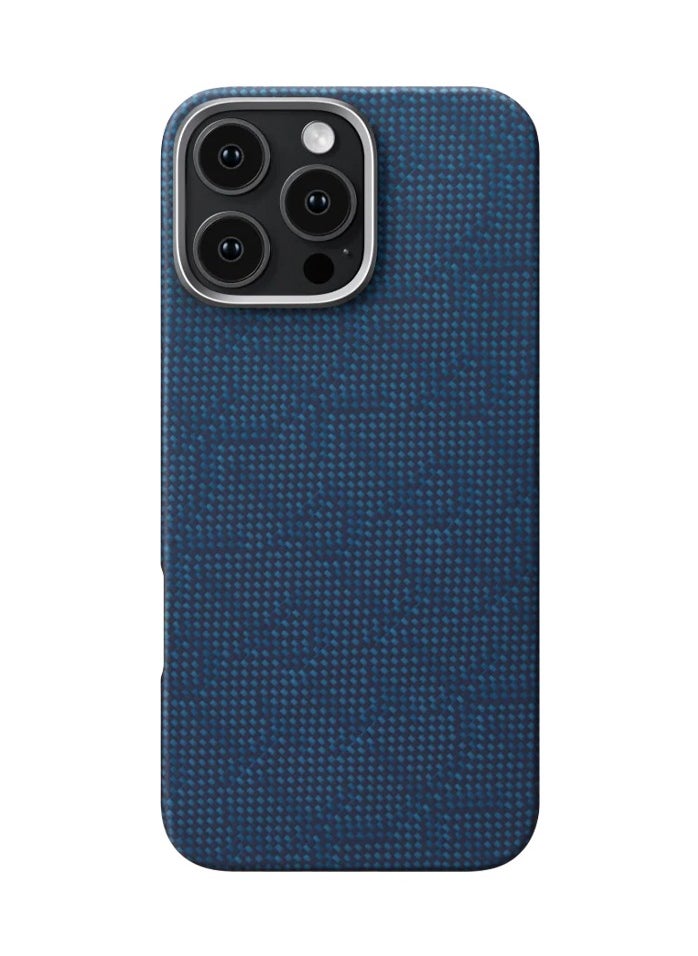 pitaka for iPhone 16 Pro Case Compatible with MagSafe, Thin & Light Case iPhone 16 Pro with a Caseless Feel, 1500D Aramid Fiber Woven Tactile Woven Case Monogram - Black Blue