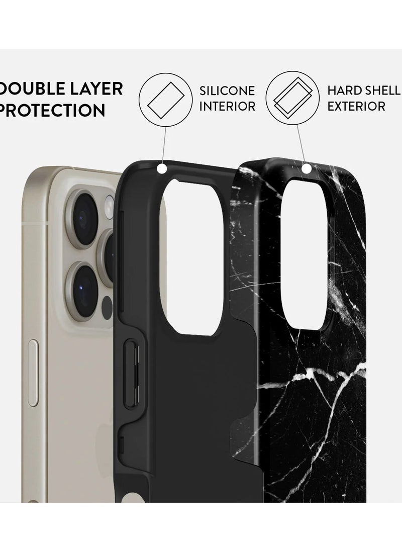 Luxury Styled Giltter Samsung iPhone 16  Pro Case Compatible with Double Layer Silicone Protective Case Noir Origin