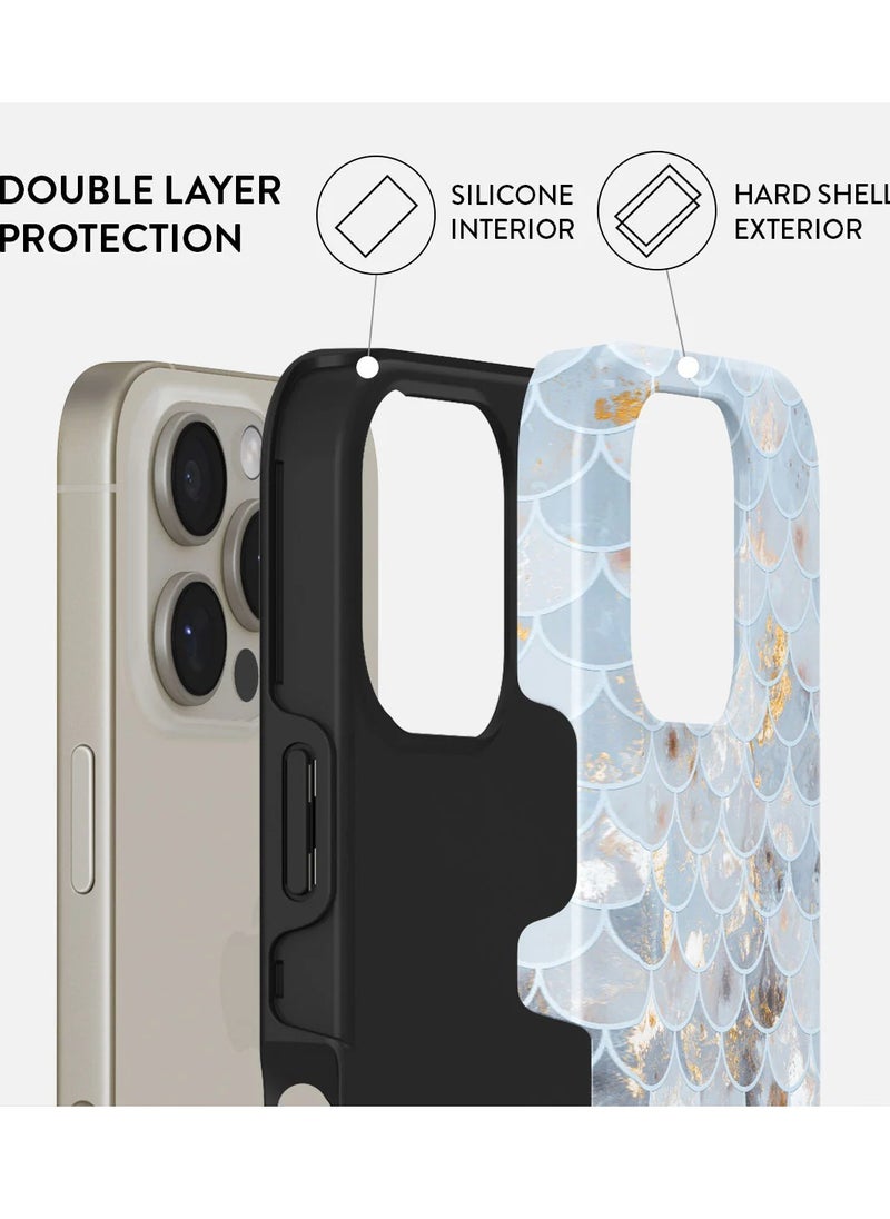 Luxury Styled Giltter Samsung iPhone 16  Pro Case Compatible with Double Layer Silicone Protective Case Mermaid Skin