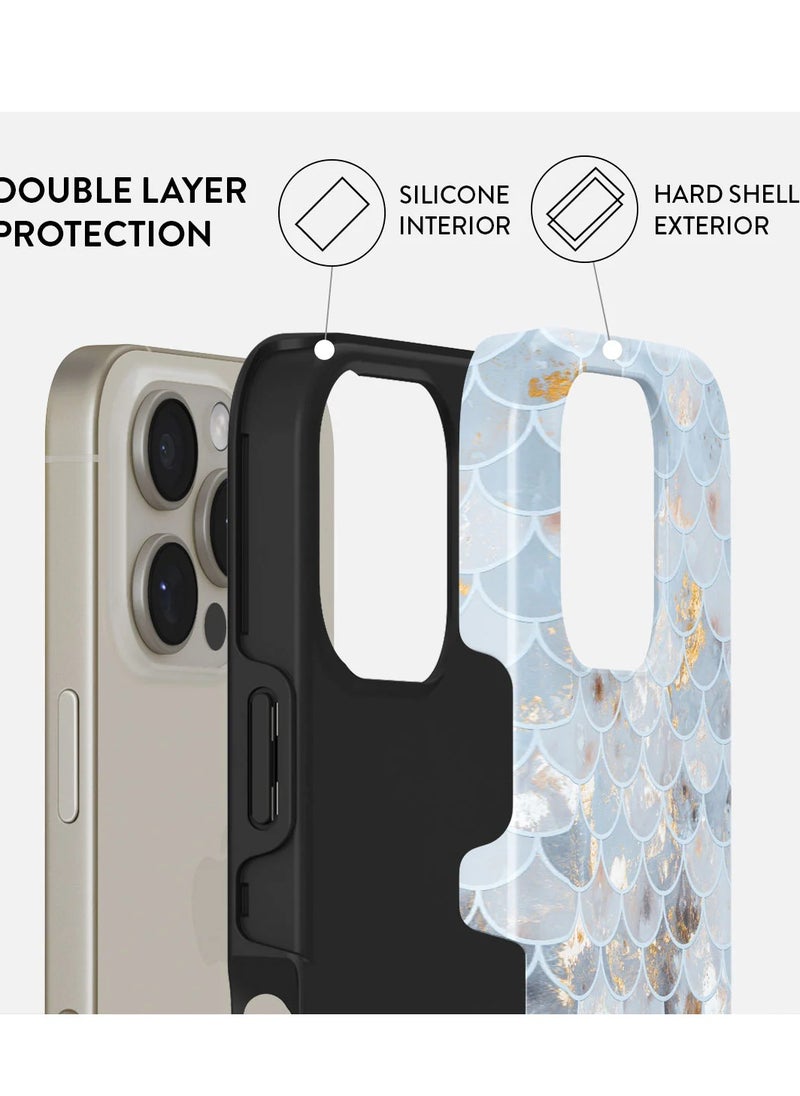 Luxury Styled Giltter Samsung iPhone 16  Pro Max Case Compatible with Double Layer Silicone Protective Case Mermaid Skin