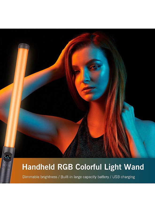 20W Handheld RGB Colorful Light Wand LED Photography Light Bi-color Temperature 3000K-6500K/ 3000K-6000K Dimmable Brightness 0%-100% CRI＞85 with Multiple Special Lighting Effects Carrying Bag