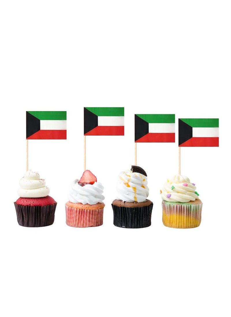 Kuwait Cupcake Toppers For National Day Decorations–Toothpick Cupcake Toppers–Perfect For Celebrations,PartiesAnd Events–Mini Stick Flags For Decorating Cupcakes,Cakes And Desserts