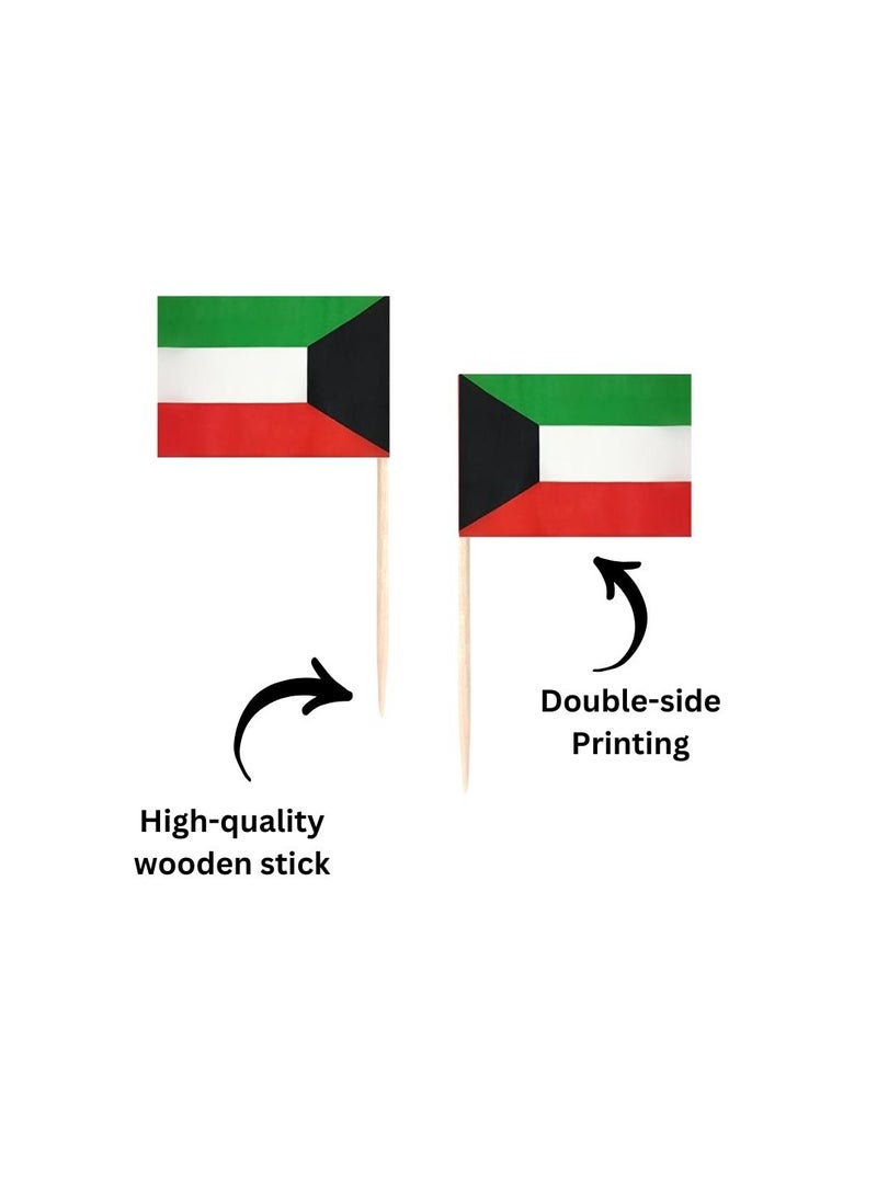 Kuwait Cupcake Toppers For National Day Decorations–Toothpick Cupcake Toppers–Perfect For Celebrations,PartiesAnd Events–Mini Stick Flags For Decorating Cupcakes,Cakes And Desserts