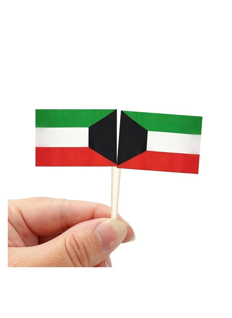 Kuwait Cupcake Toppers For National Day Decorations–Toothpick Cupcake Toppers–Perfect For Celebrations,PartiesAnd Events–Mini Stick Flags For Decorating Cupcakes,Cakes And Desserts