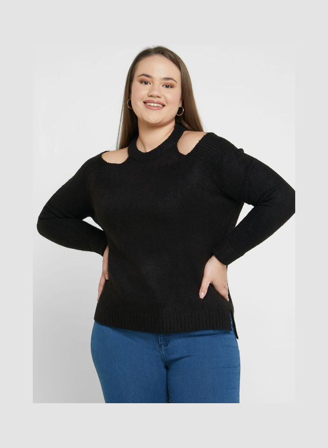 Cold Shoulder Sweater Black