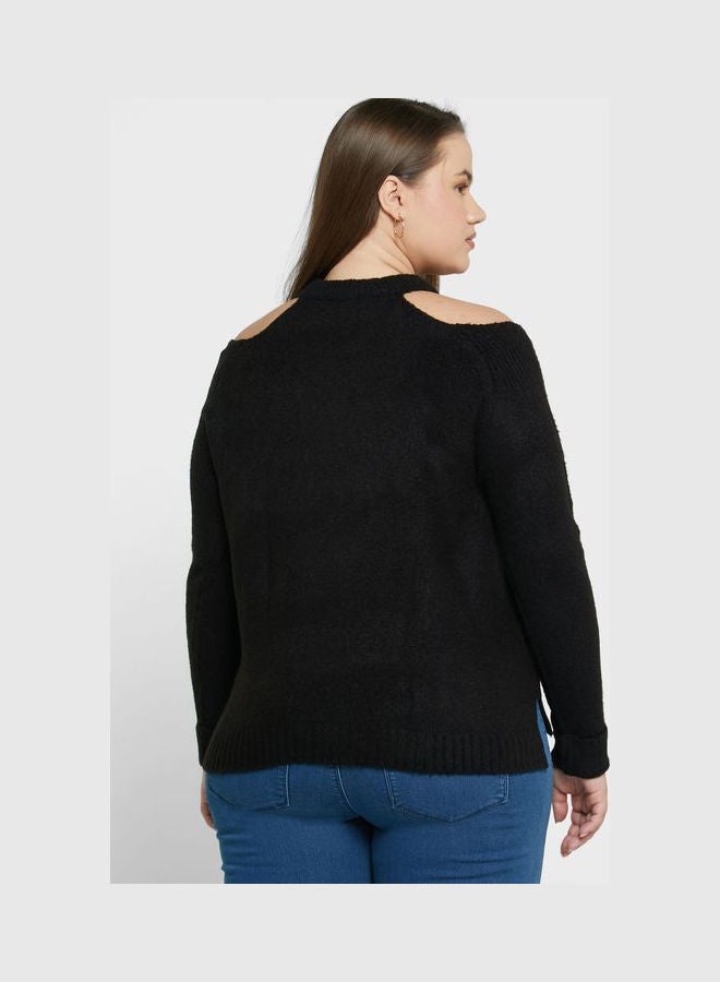 Cold Shoulder Sweater Black