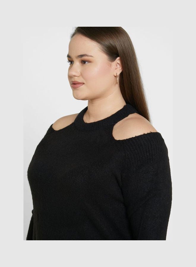 Cold Shoulder Sweater Black