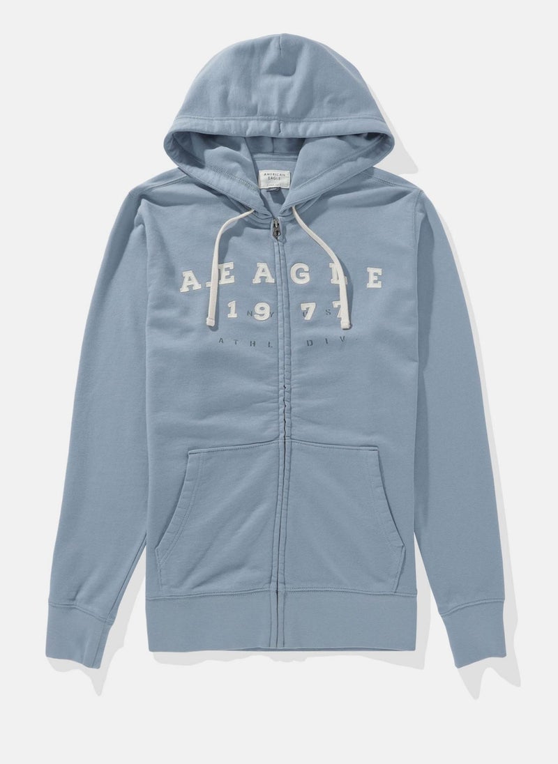 AE Logo Graphic Zip-Up Hoodie