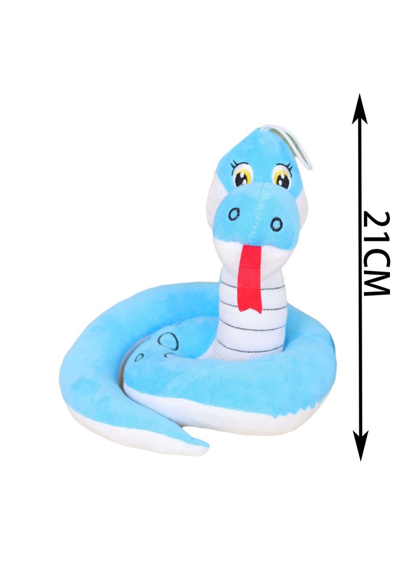 21cm Blue Coil Snake Plush Toy Cartoon Animal Doll Children'S Toy Suitable For Children'S Gifts