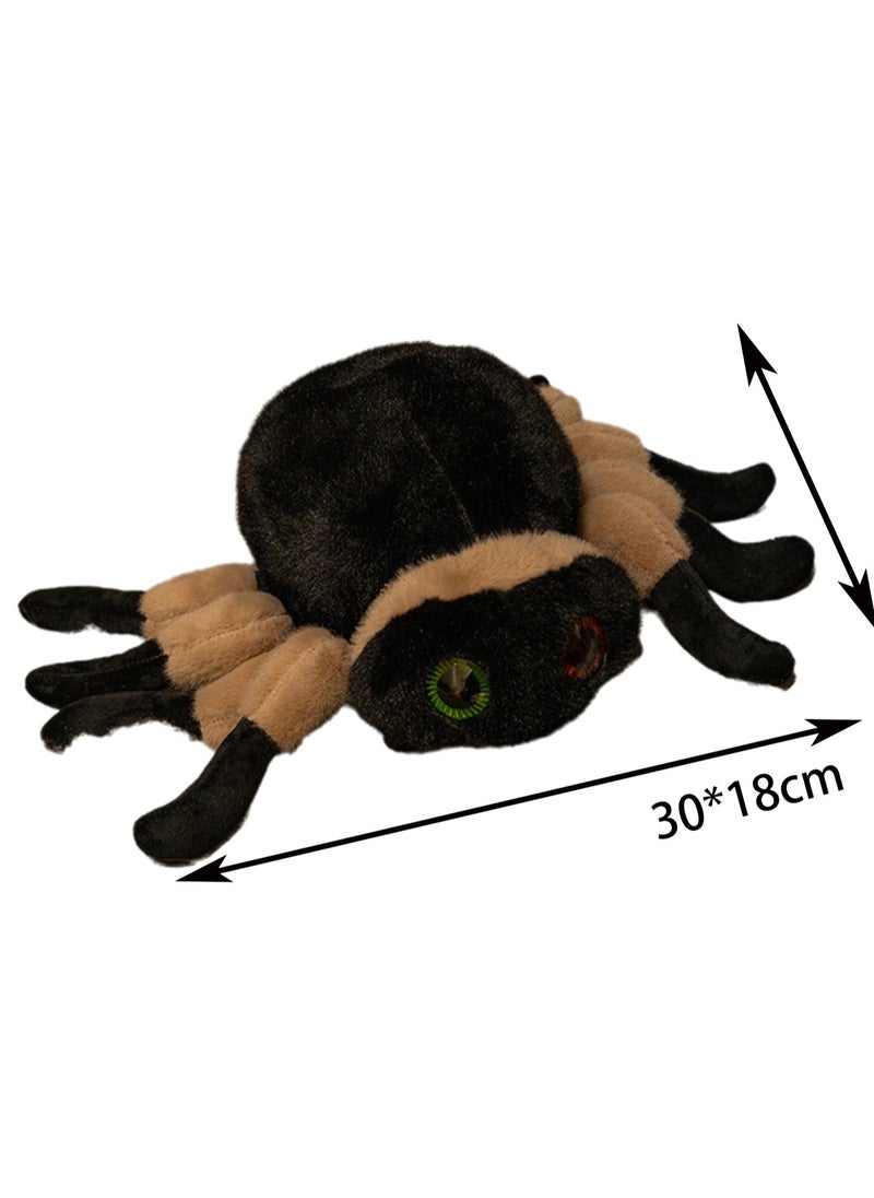 30*18cm Black And Brown Spider Plush Doll, Simulation Big Spider Funny Creative Doll Children'S Toy, Suitable For Boys And Girls Gifts