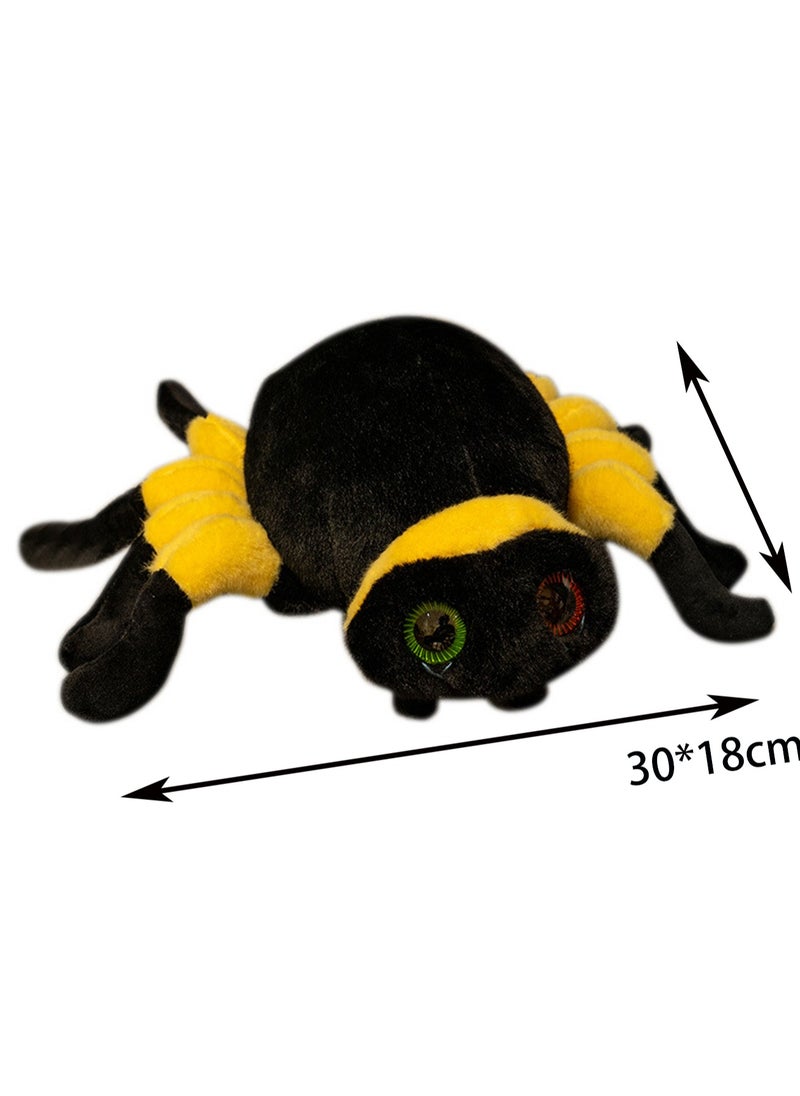 30*18cm Yellow Spider Plush Doll, Simulation Big Spider Funny Creative Doll Children'S Toy, Suitable For Boys And Girls Gifts