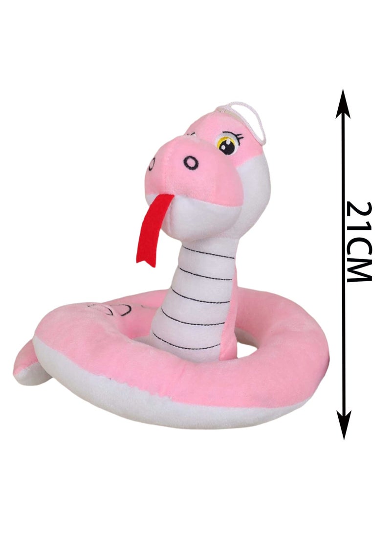 21cm Pink Snake Plush Toy Cartoon Animal Doll Children'S Toy Suitable For Children'S Gifts