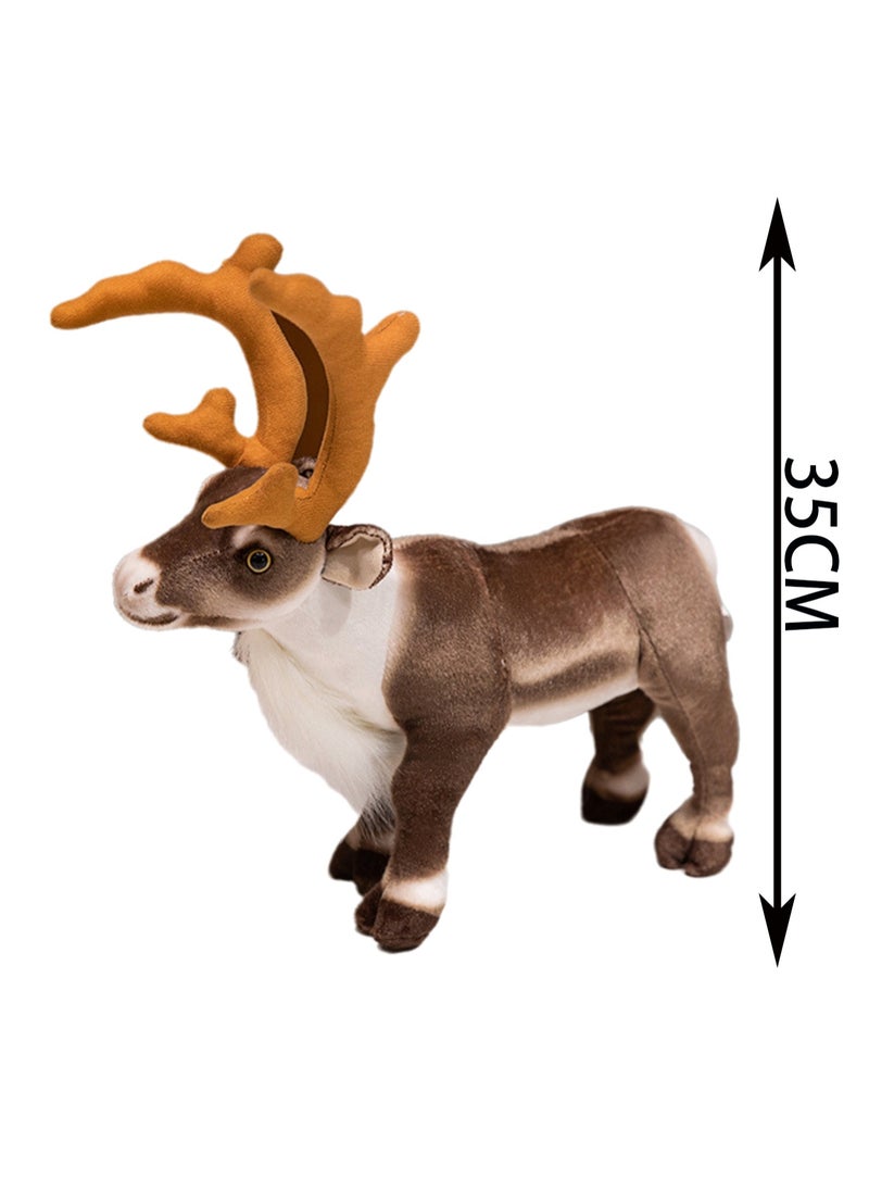 35cm Standing Elk Plush Doll, Reindeer Doll Children'S Toy Plush Toy Doll, Suitable For Boys And Girls Gifts