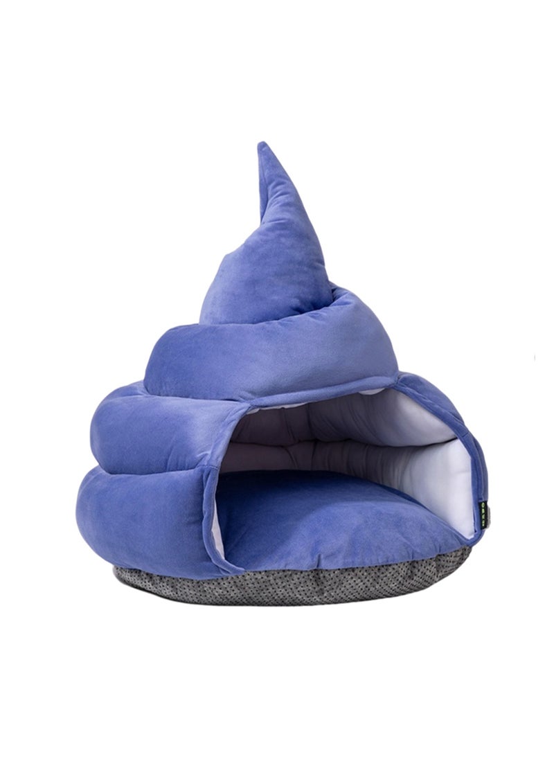 44cm Blue Plush Toy Sofa, Semi-Enclosed Plush Dog House Cat House Winter Warm Nest Plush Pet Sofa, Suitable For Friends Gifts