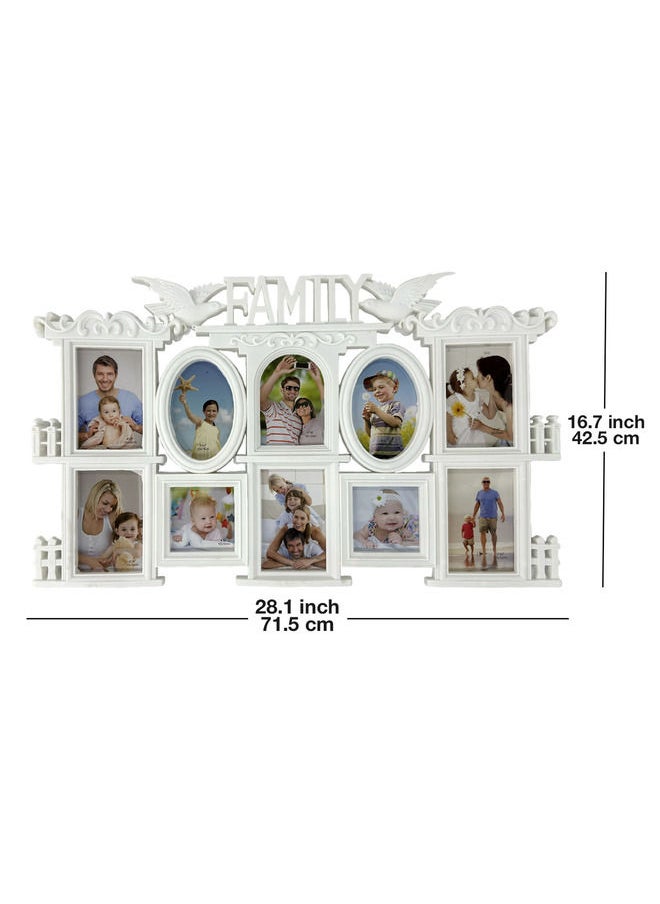 Plastic Family Design Multi Pictures Collage Photo Frame with Wall Mount Display, White Frame, 1-Pc