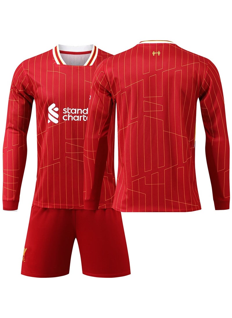 Football Uniform For Teenagers And Children, Two-Piece Suit, Red, Long-Sleeve Suit