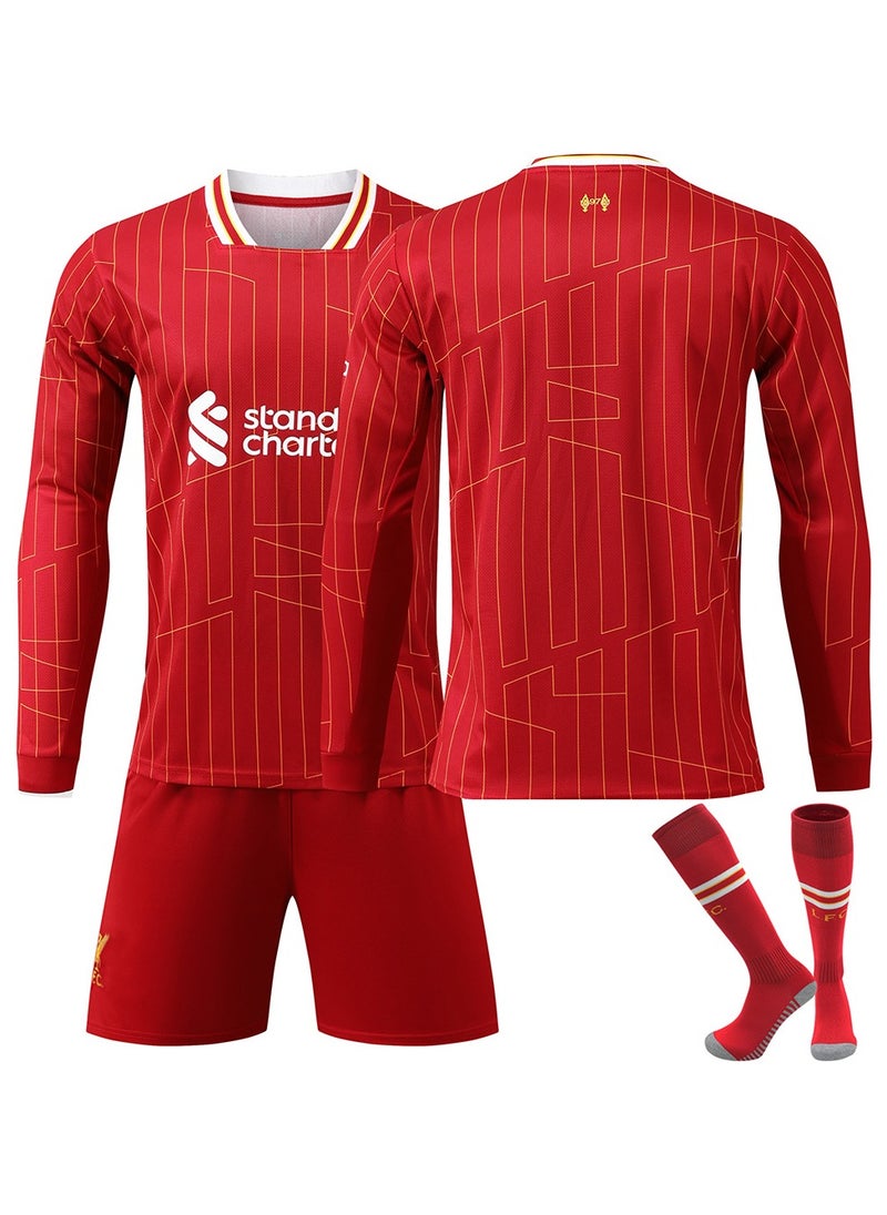 Football Uniform For Teenagers And Children, 3-Piece Suit, Red, Long-Sleeve Suit