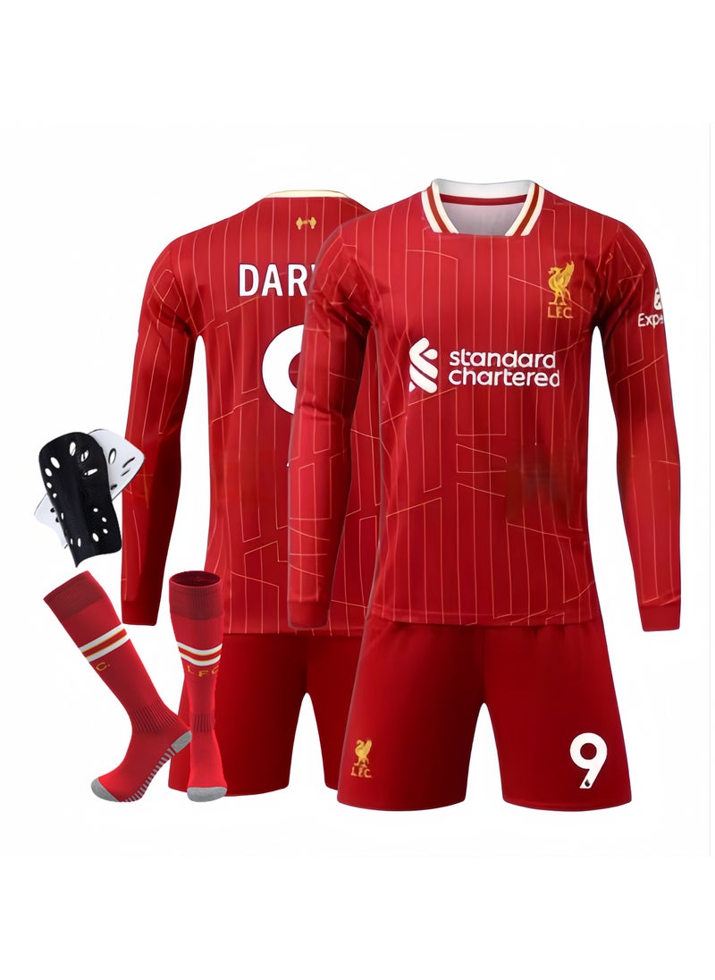 Football Uniform For Teenagers And Children, 4-Piece Suit, Red, Long-Sleeve Suit Size 9