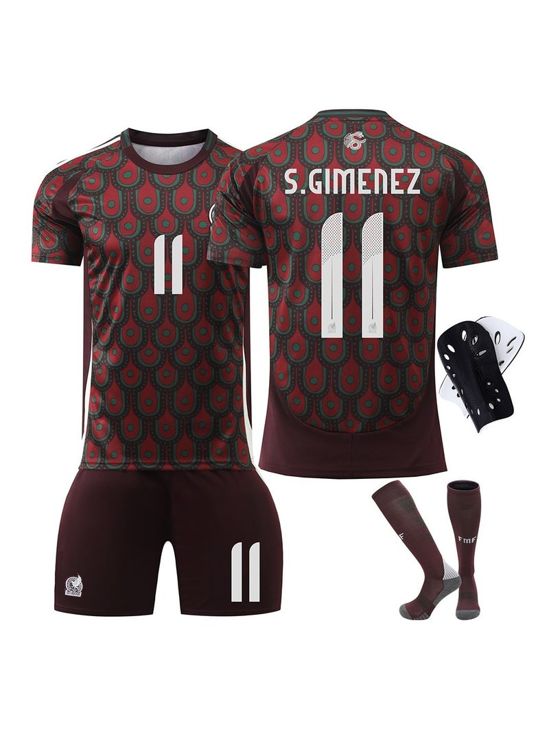 4-piece set of Mexico Copa America home No.11 new football jersey.