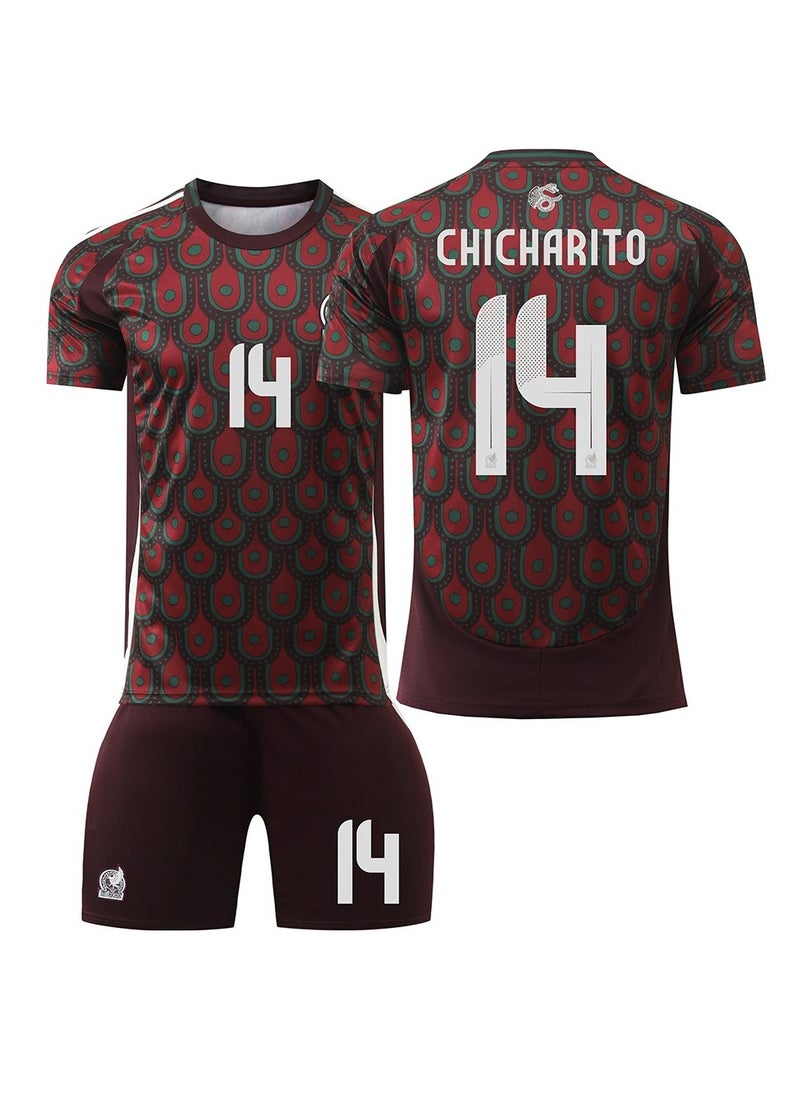 2-piece set of Mexico Copa America home No.14 new football jersey.