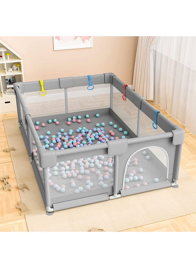 Baby Playpen 200 * 180cm Playpen for Toddlers with Door and Suction Cup Baby Safe Activity Center Large Playpen Baby Bumper Foam Playpen with Breathable Mesh Safe Playpen for Toddlers