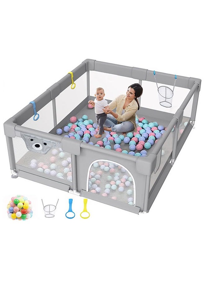 Baby Playpen 200 * 180cm Playpen for Toddlers with Door and Suction Cup Baby Safe Activity Center Large Playpen Baby Bumper Foam Playpen with Breathable Mesh Safe Playpen for Toddlers