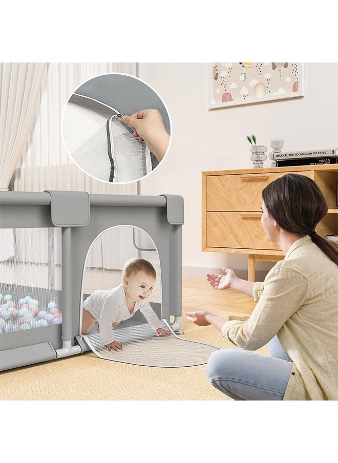 Baby Playpen 200 * 180cm Playpen for Toddlers with Door and Suction Cup Baby Safe Activity Center Large Playpen Baby Bumper Foam Playpen with Breathable Mesh Safe Playpen for Toddlers