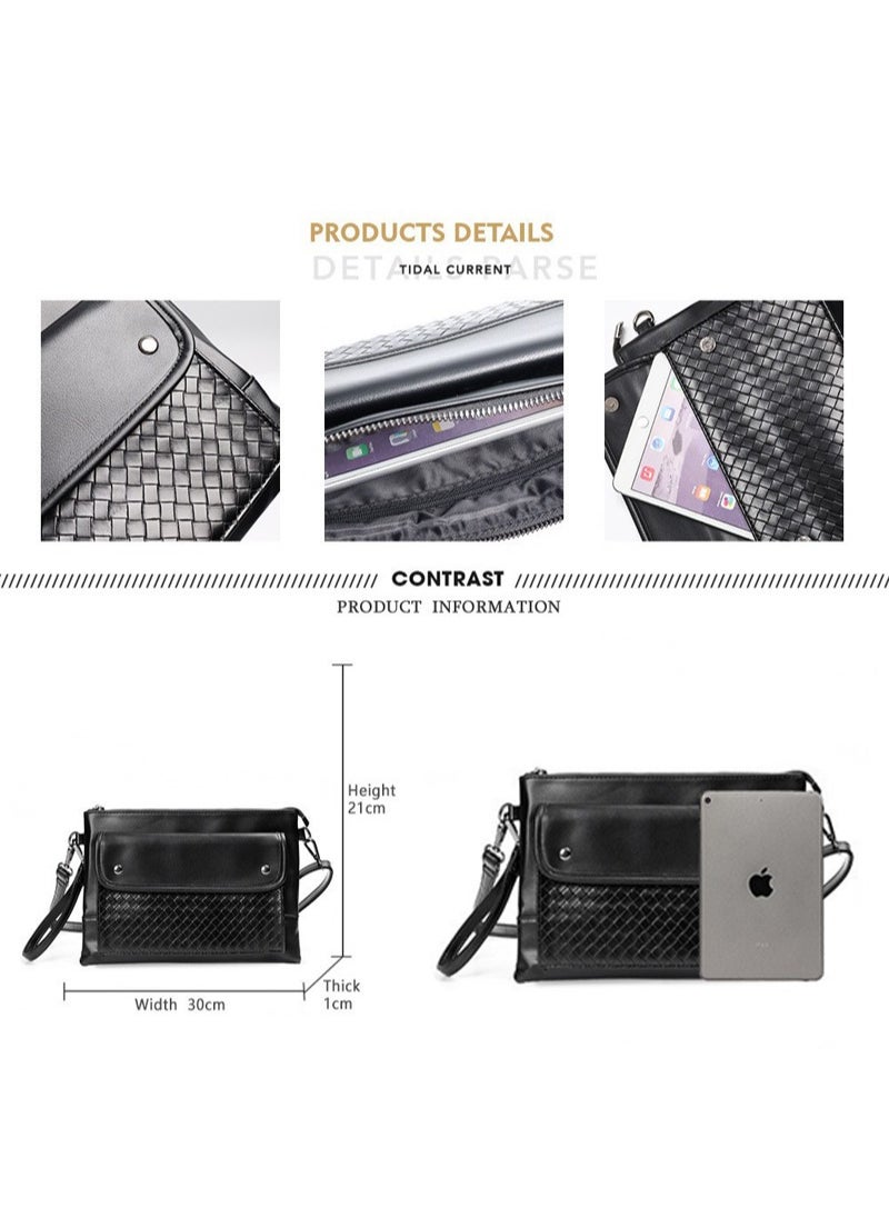 Business casual woven clutch envelope bag men's shoulder bag large capacity crossbody bag