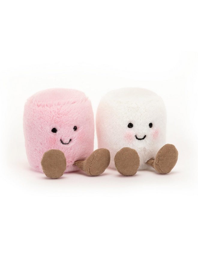 Amuseables Pink And White Marshmallows Stuffed Toy, 3.5 Inches | Food Plush | Fun Gift Idea